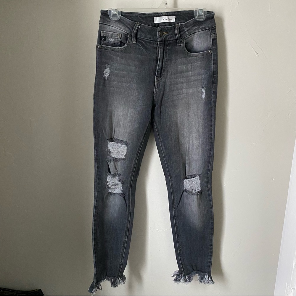 Kancan grey wash distressed skinny jeans